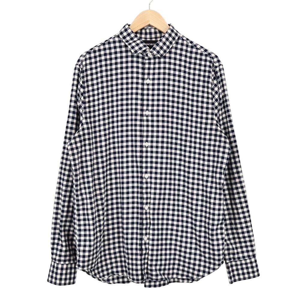 Bonobos Men's Standard Fit Soft Cotton Gingham Plaid Button Down Shirt Sz L Long